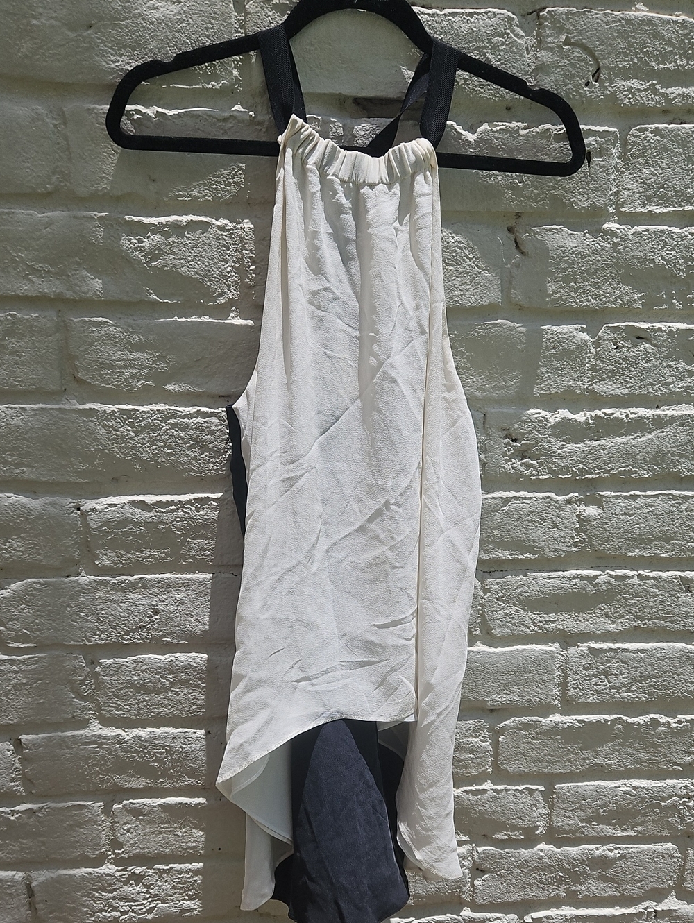 Nicole Miller White And Black Silk Halter Camisole
